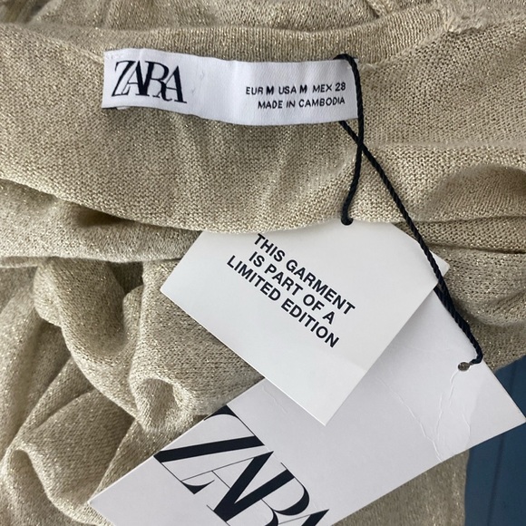 ZARA Metallic Thread Knit Maxi Dress in Golden Size M - Picture 7 of 9